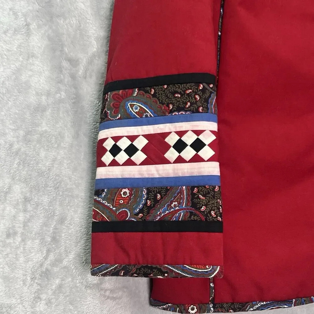 Vtg Patchwork Asian Traditional Red Reversible Pa… - image 5